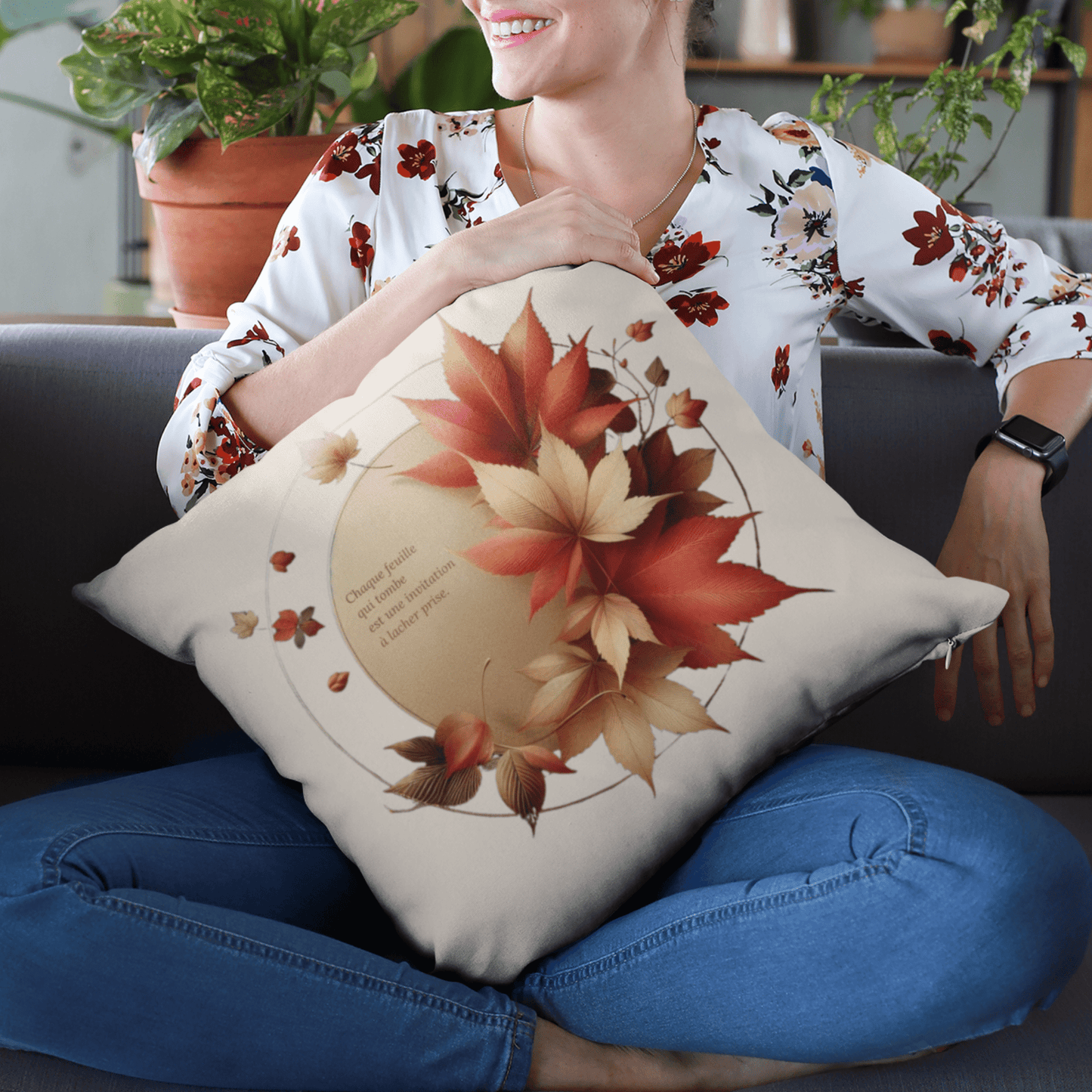 Coussin cosy "Feuillage d'automne" - eternelautomne