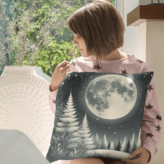 Coussin cosy "Lune enneigée" - eternelautomne