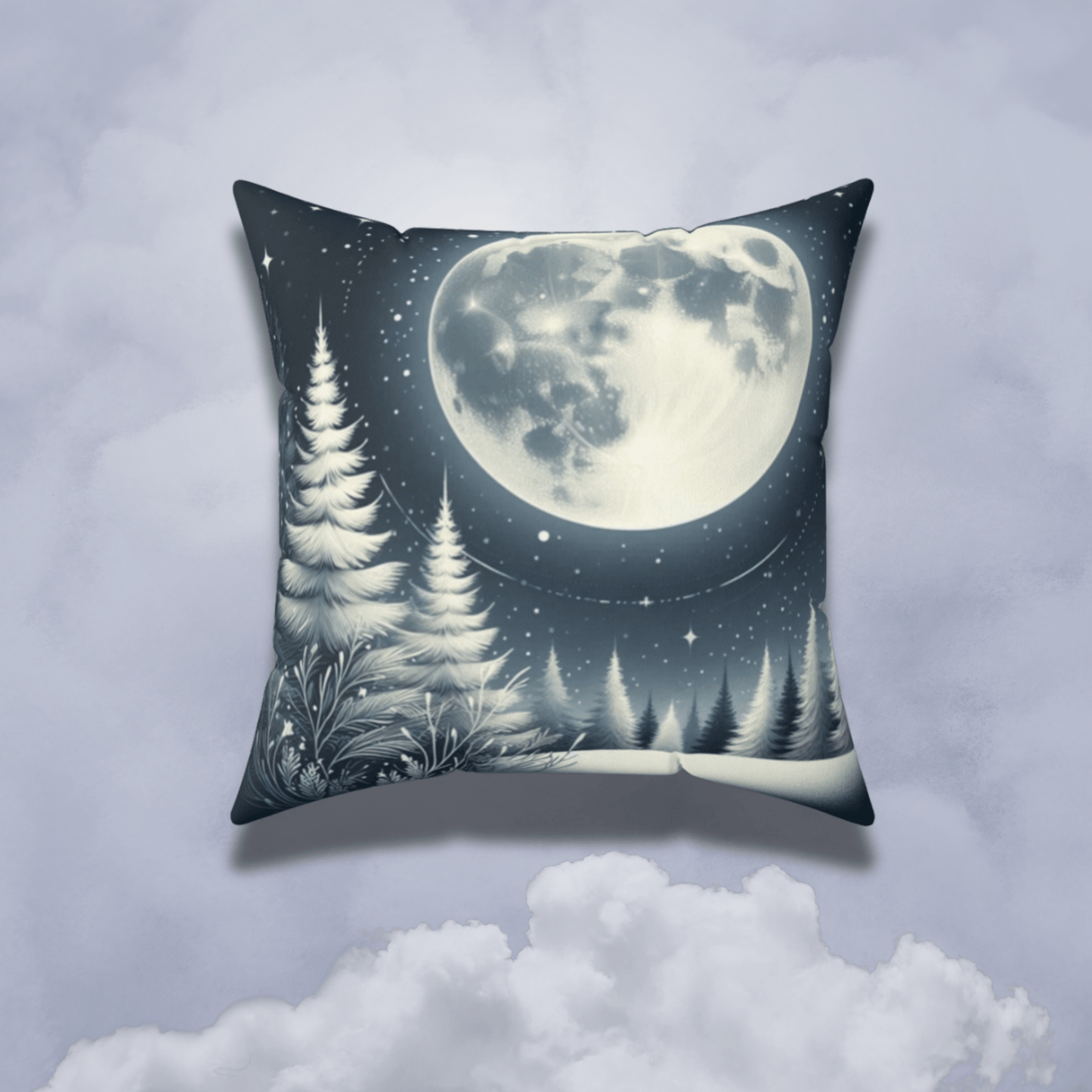 Coussin cosy "Lune enneigée" - eternelautomne