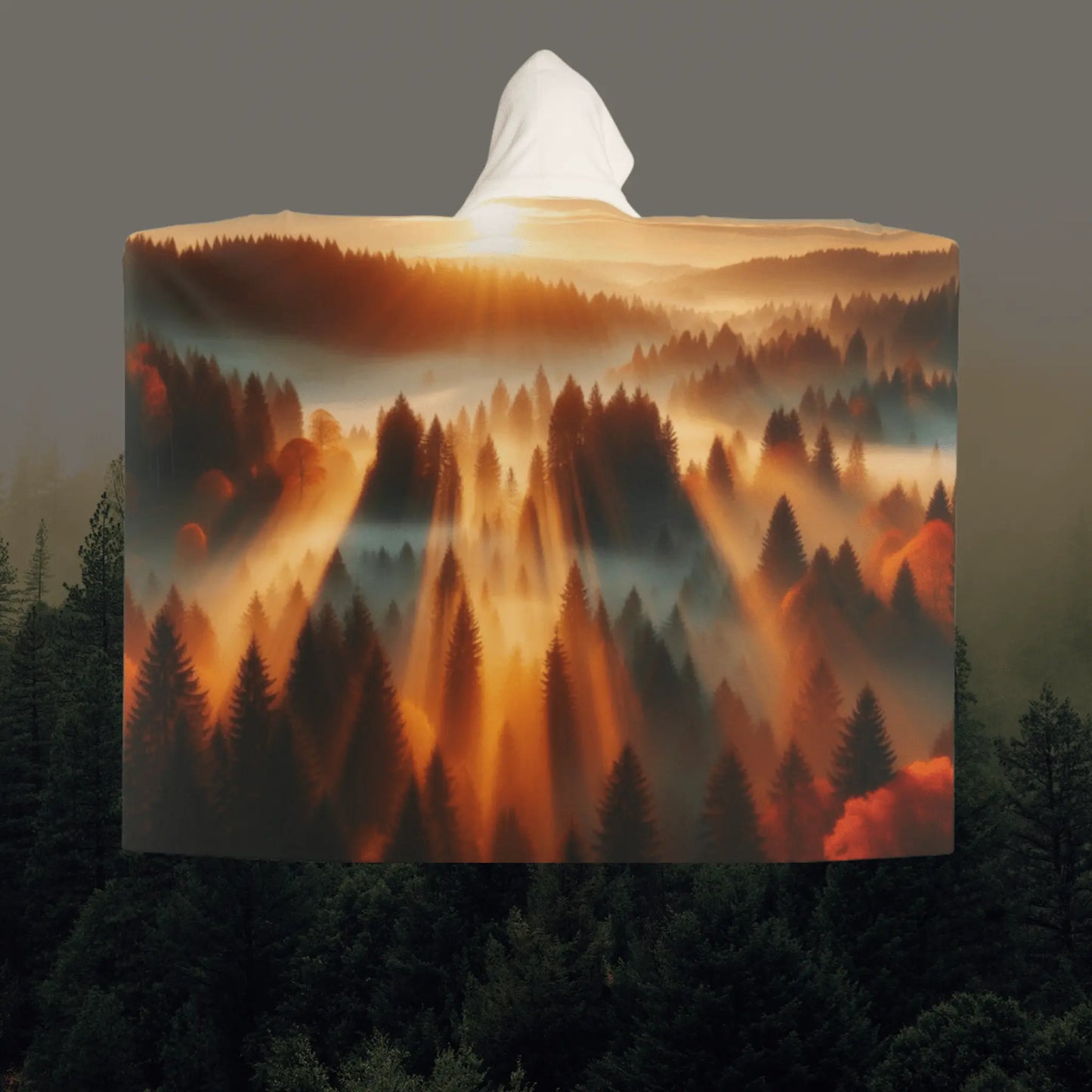 Plaid à capuche "Brume dorée" - eternelautomne