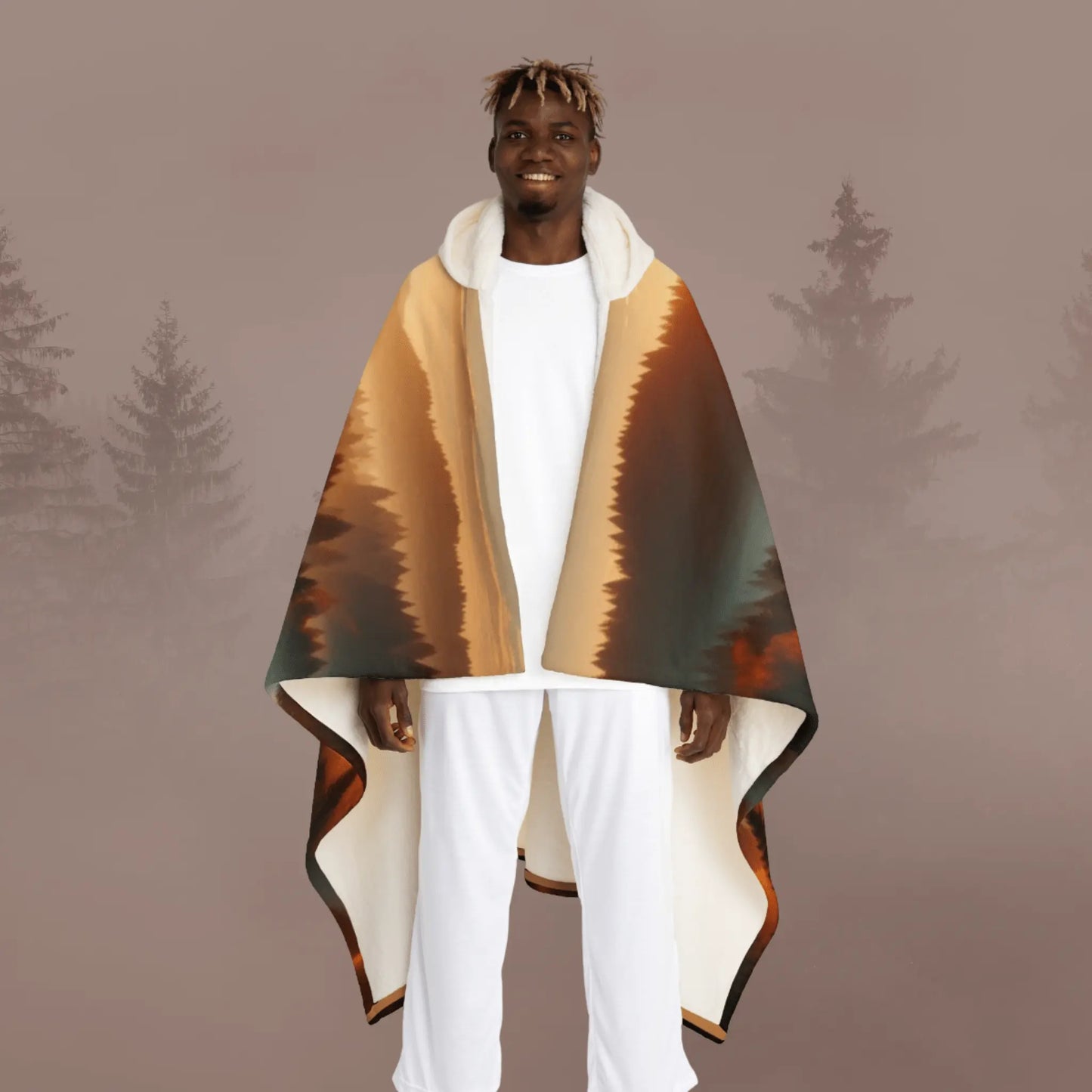 Plaid à capuche "Brume dorée" - eternelautomne