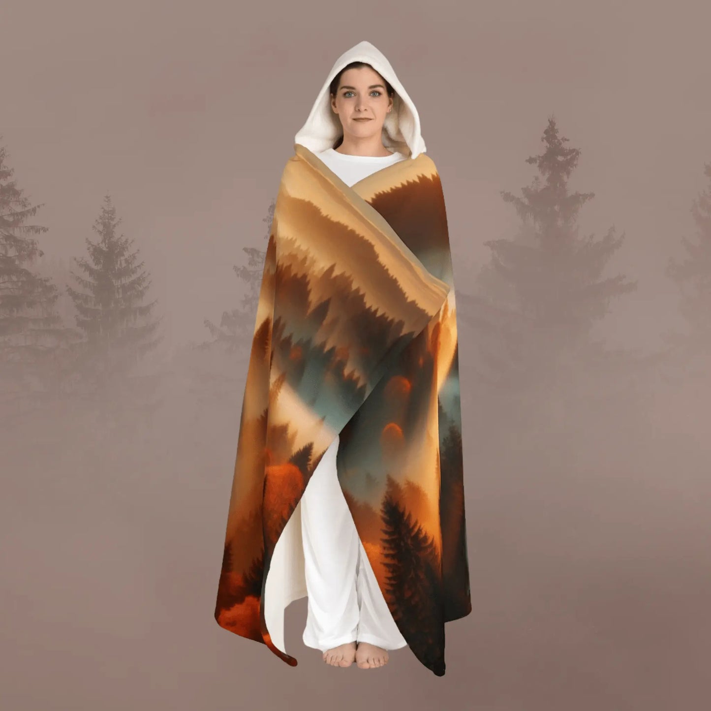 Plaid à capuche "Brume dorée" - eternelautomne
