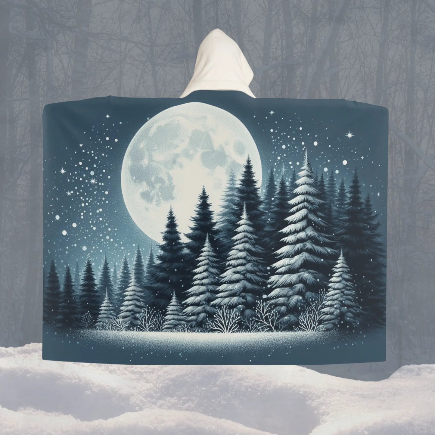 Plaid à capuche "Lune Enneigée" - eternelautomne