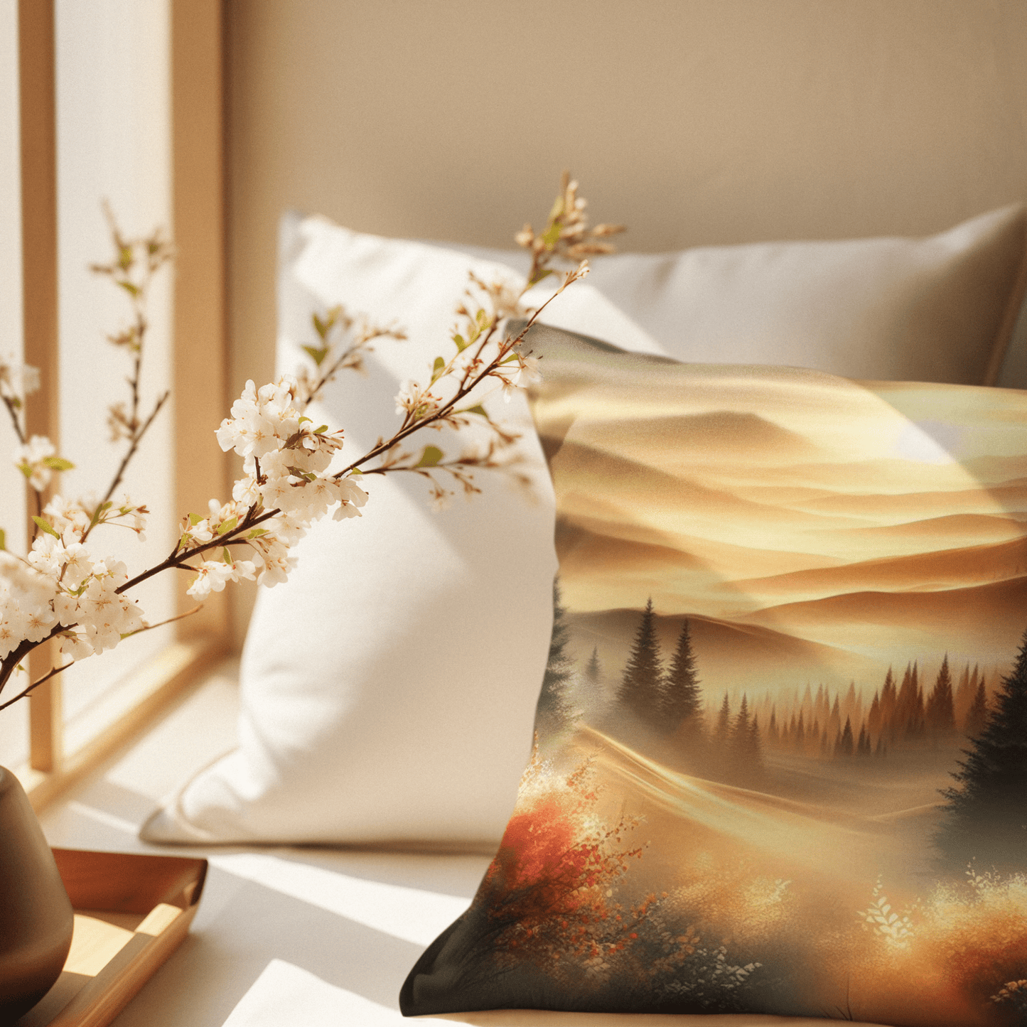 Coussin cosy "Brume Dorée" - eternelautomne