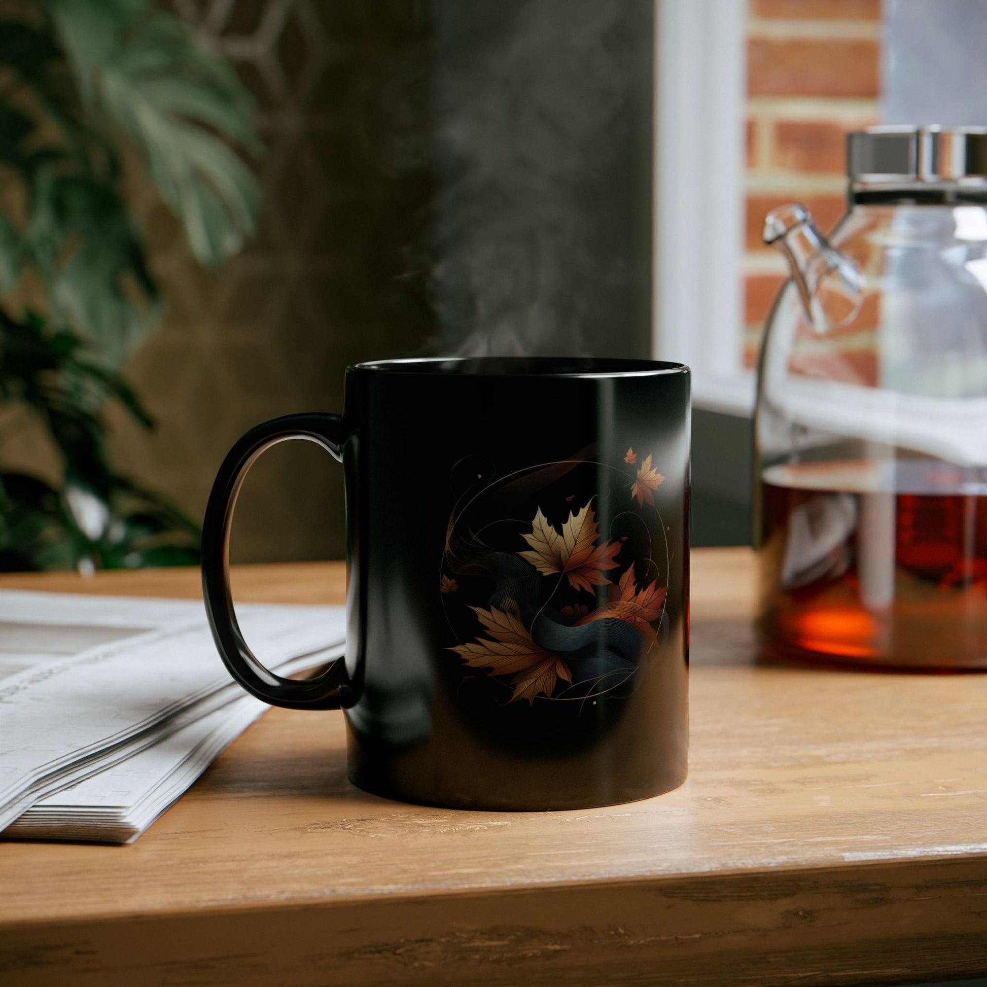 Mug Noir "Feuilles dansantes" - eternelautomne