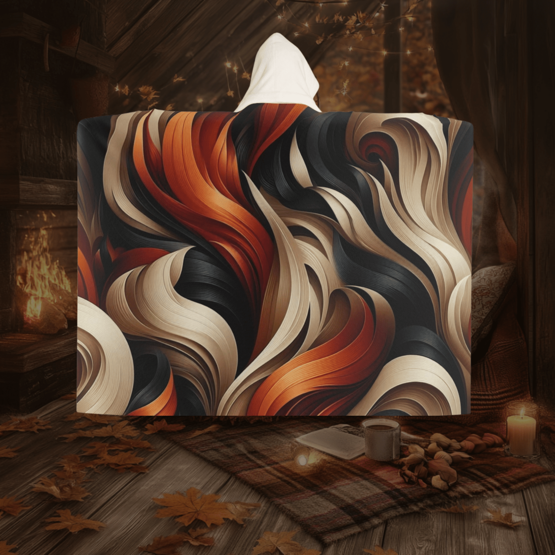 Plaid à capuche "Flamme Automnale" - eternelautomne