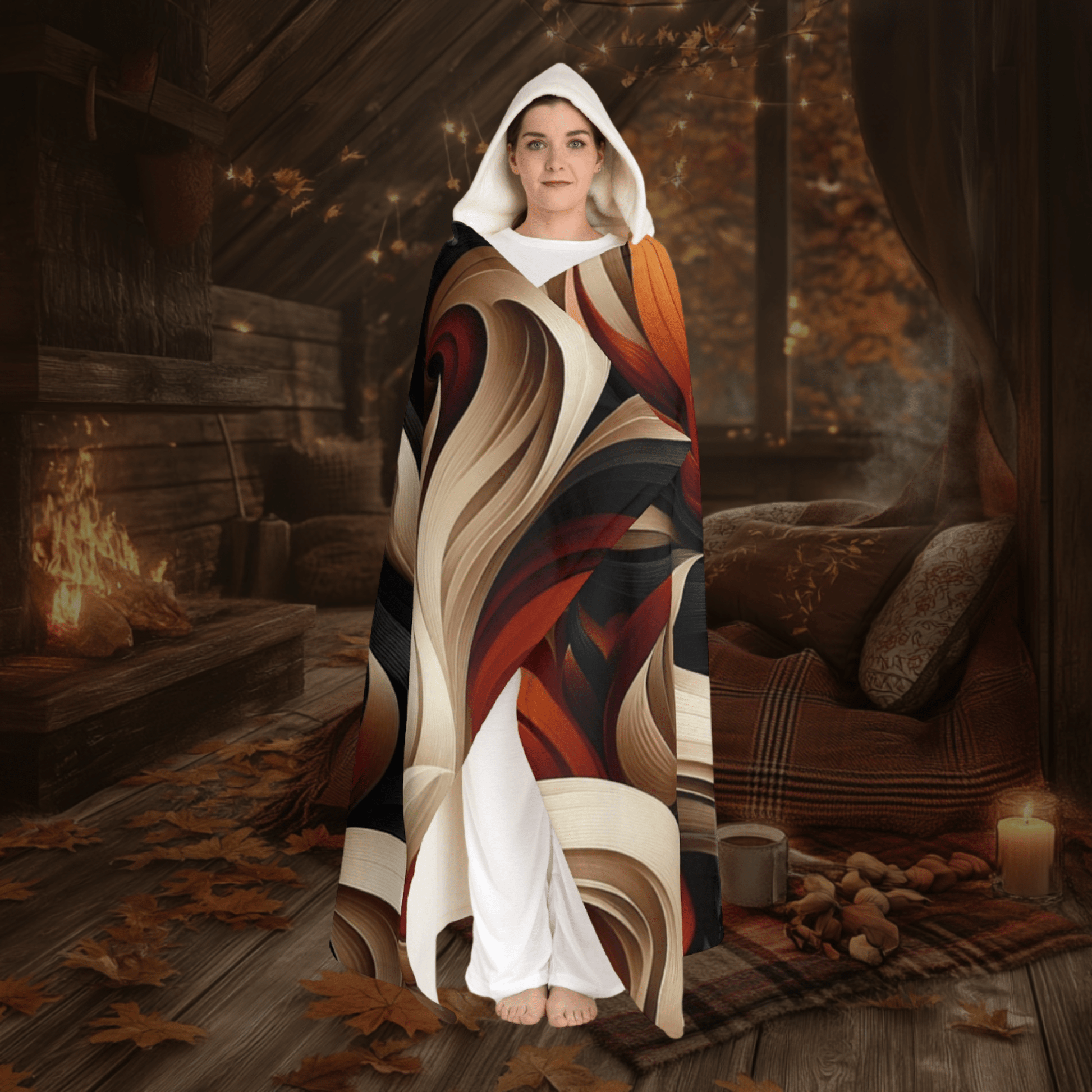 Plaid à capuche "Flamme Automnale" - eternelautomne